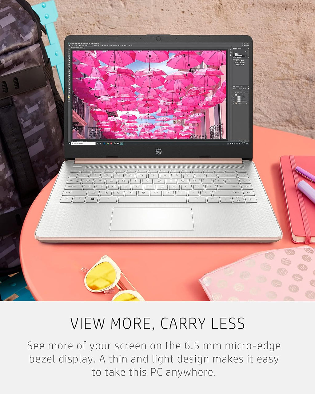 HP 14-dq0030nr 14 Laptop, Intel Celeron N4020, 4 GB RAM, 64 GB Storage, 14-inch Micro-edge HD Display, Windows 11 Home, Thin & Portable, 4K Graphics, One Year of Microsoft 365 (2021, Pale Rose Gold)