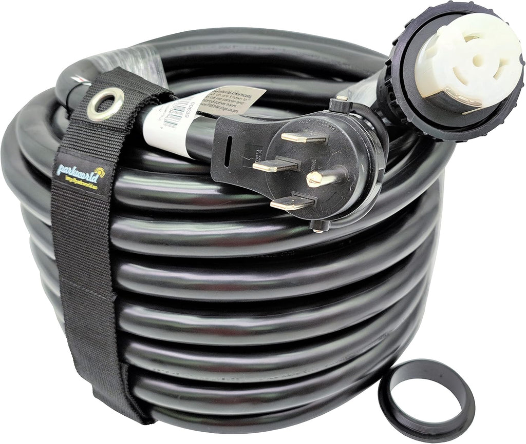 Parkworld RV 50A Shore Power Extension Cord Adapter, 50amp Camper Plug 14-50P to SS2-50R Marine Twist Lock Receptacle (75FT)