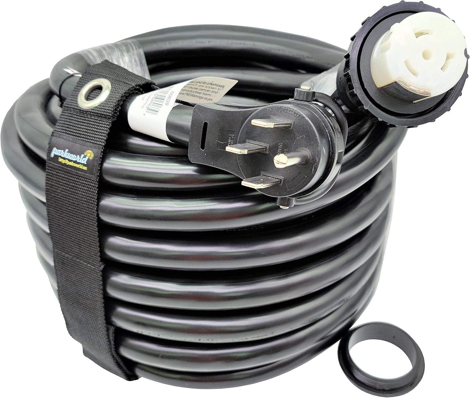 Parkworld RV 50A Shore Power Extension Cord Adapter, 50amp Camper Plug 14-50P to SS2-50R Marine Twist Lock Receptacle (75FT)