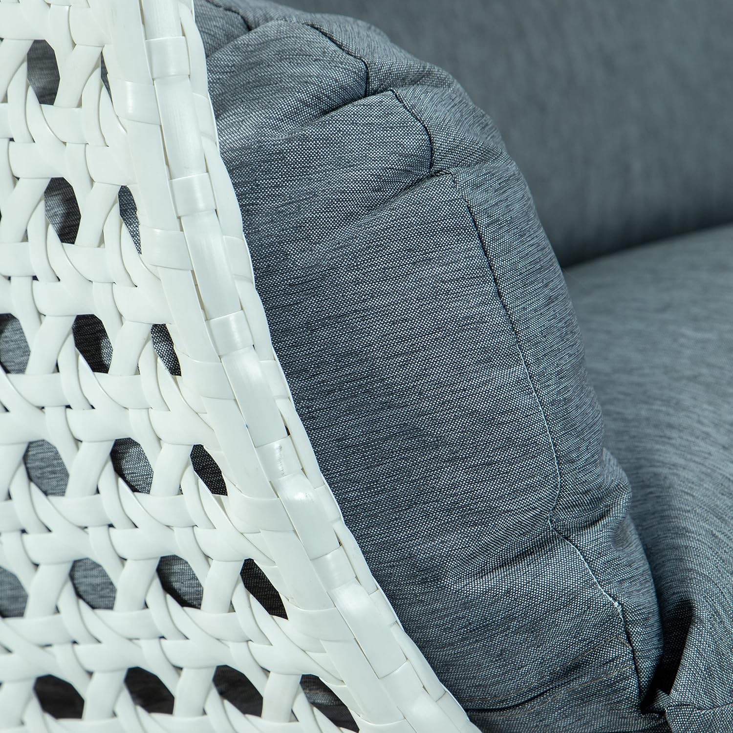 LeisureMod 2 Person Hanging Egg Chair, Indoor Outdoor Patio Lounge Swing with White Stand & UV-Resistant Cushions, Hammock Chair for Bedroom & Garden, Charcoal Blue