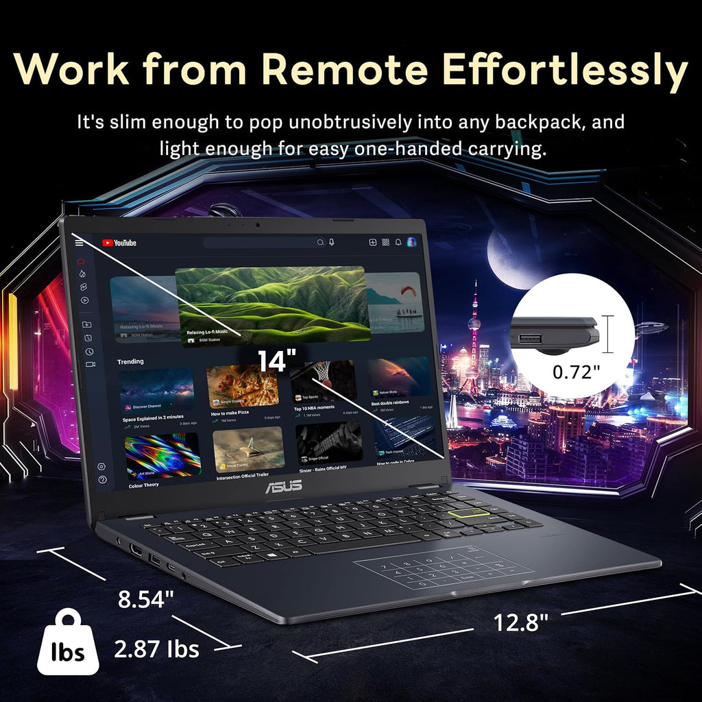 ASUS Laptop, 14-inch FHD Display, Intel Pentium Silver N6000, 4GB RAM, 64GB eMMC Storage, Windows 11 Home in S Mode, Intel UHD Graphics, Star Black, E410KA-PM464 (Renewed)