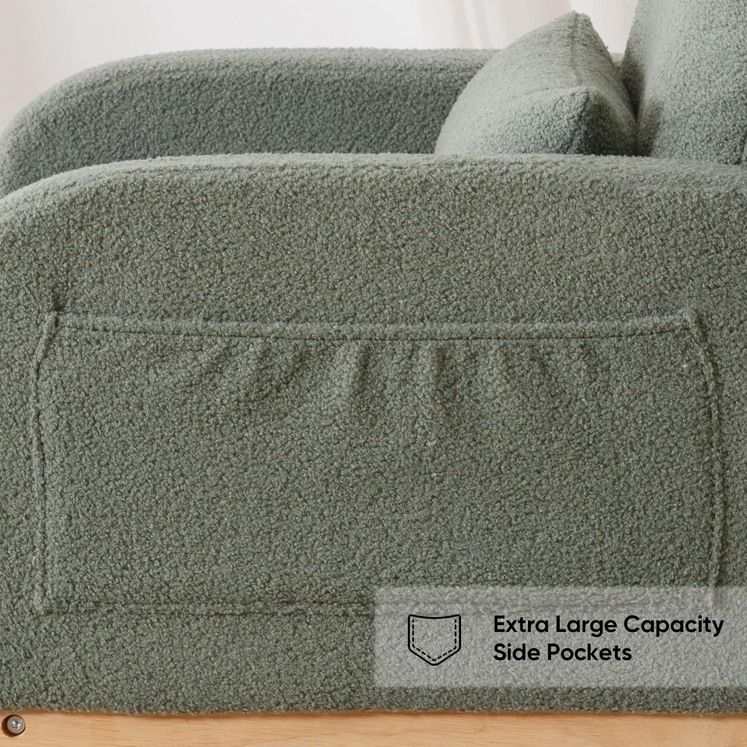 HCHAIRH Rocking Chair Nursery, Teddy Nursing Rocking Chairs, Upholstered Nursery Glider Rocker for Mom Nursery Morden Accent Rocking Chair with Lumbar Pillow for Living Room,Bedroom, Green
