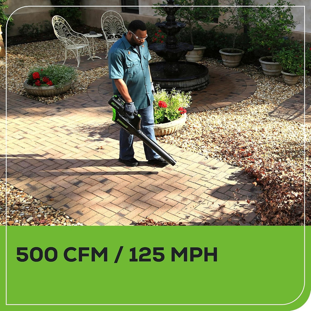 Greenworks 80V 21' Brushless (Push) Cordless Electric Lawn Mower + (500 CFM) Axial Leaf Blower + 13' String Trimmer (75+ Compatible Tools), (2) 2.0Ah Batteries and 30 Minute Rapid Charger