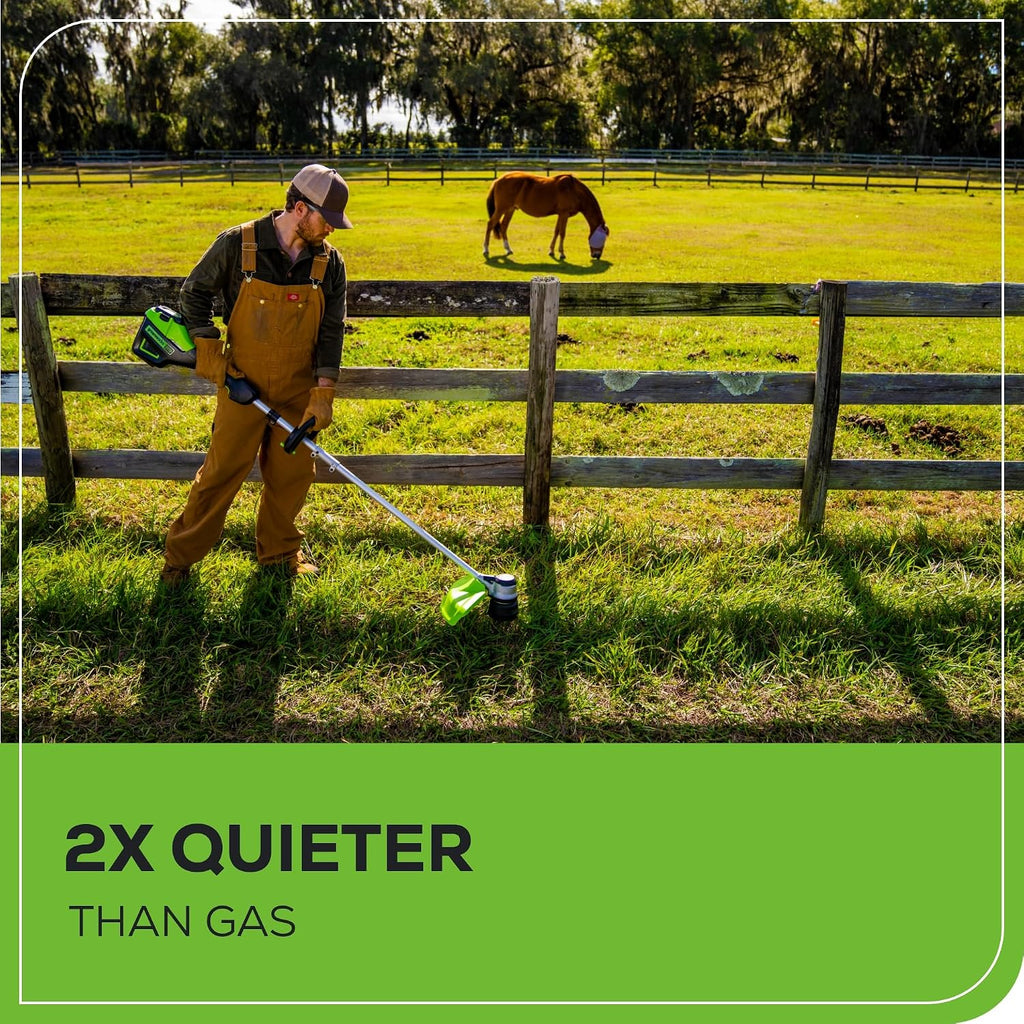 Greenworks 60V 16' Brushless Cordless String Trimmer - 65min Runtime for 2-Mile Fence Lines & Large Properties, 2X Quieter Than Gas, 2.5Ah Battery/Charger Included