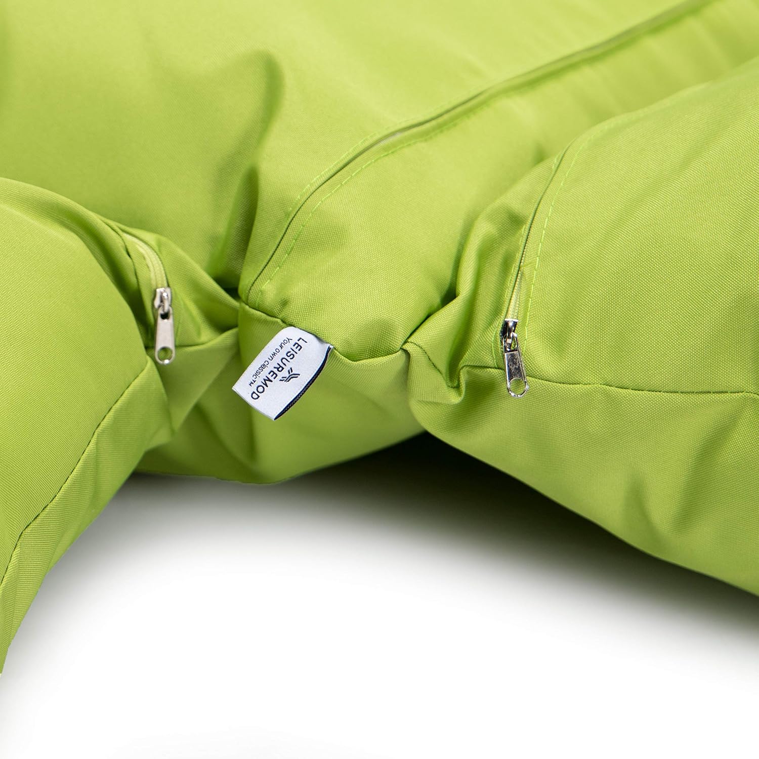 LeisureMod 2 Person Hanging Swing Chair Cushion - Light Green, Breathable Cotton, Weather-Resistant, Machine Washable, Zipper Cover