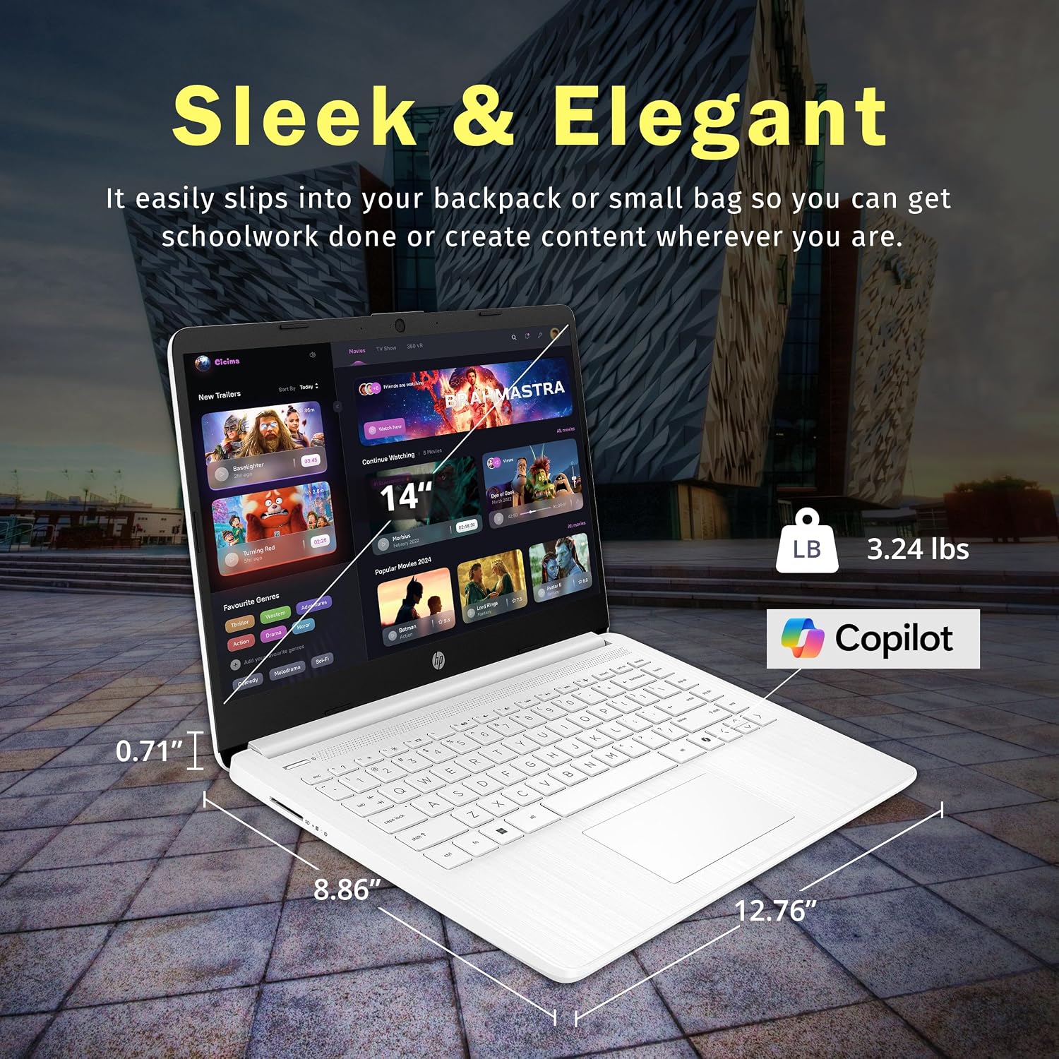 HP 14' HD Display Laptop, Intel Celeron N4500, 4GB ram, 64GB eMMC, Intel UHD Graphics, Wi-Fi 6, 720p HD Camera, Media Card Reader, Win 11S, White (Renewed)