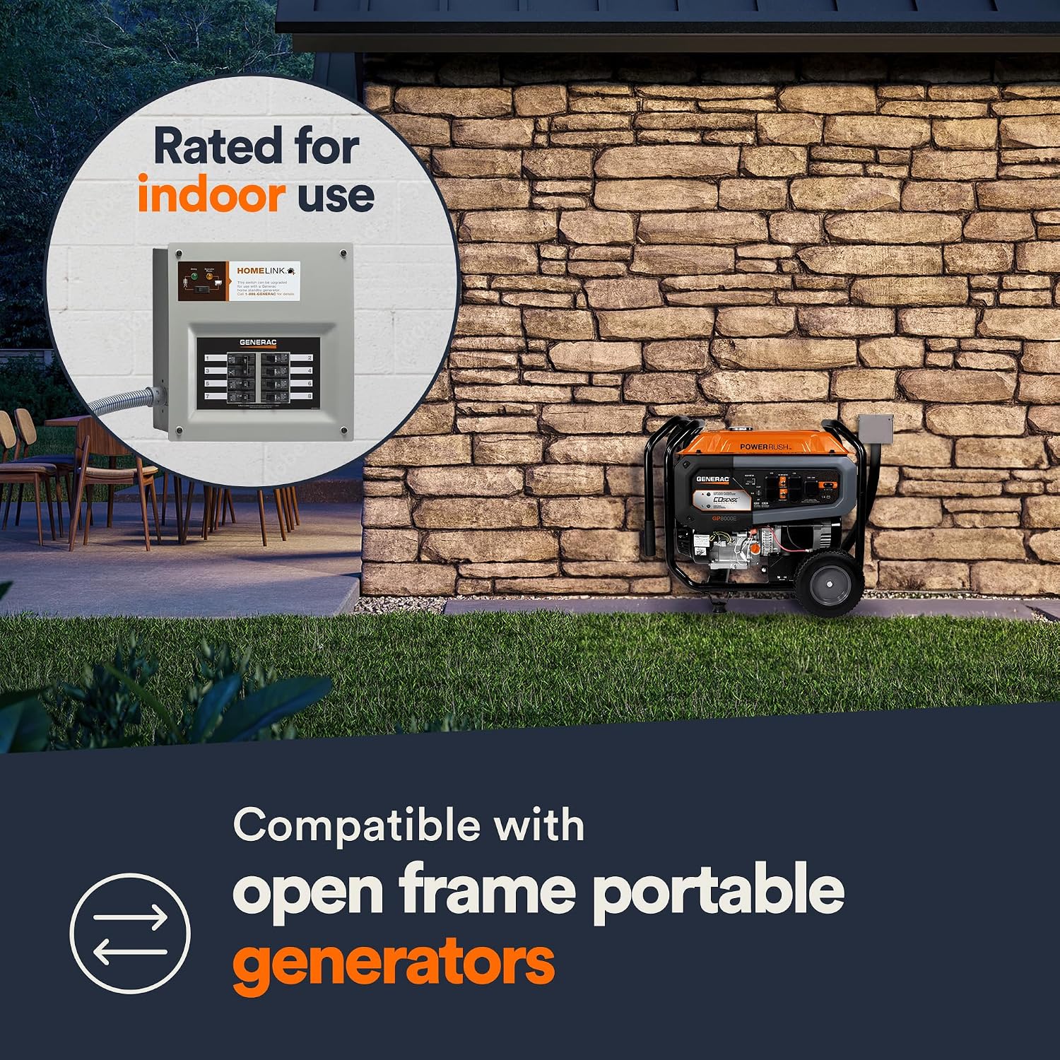 Generac 6853 HomeLink Upgradeable 30 Amp Transfer Switch Kit - Reliable Power Solution for Homes - 10' Cord and Resin Power Inlet Box