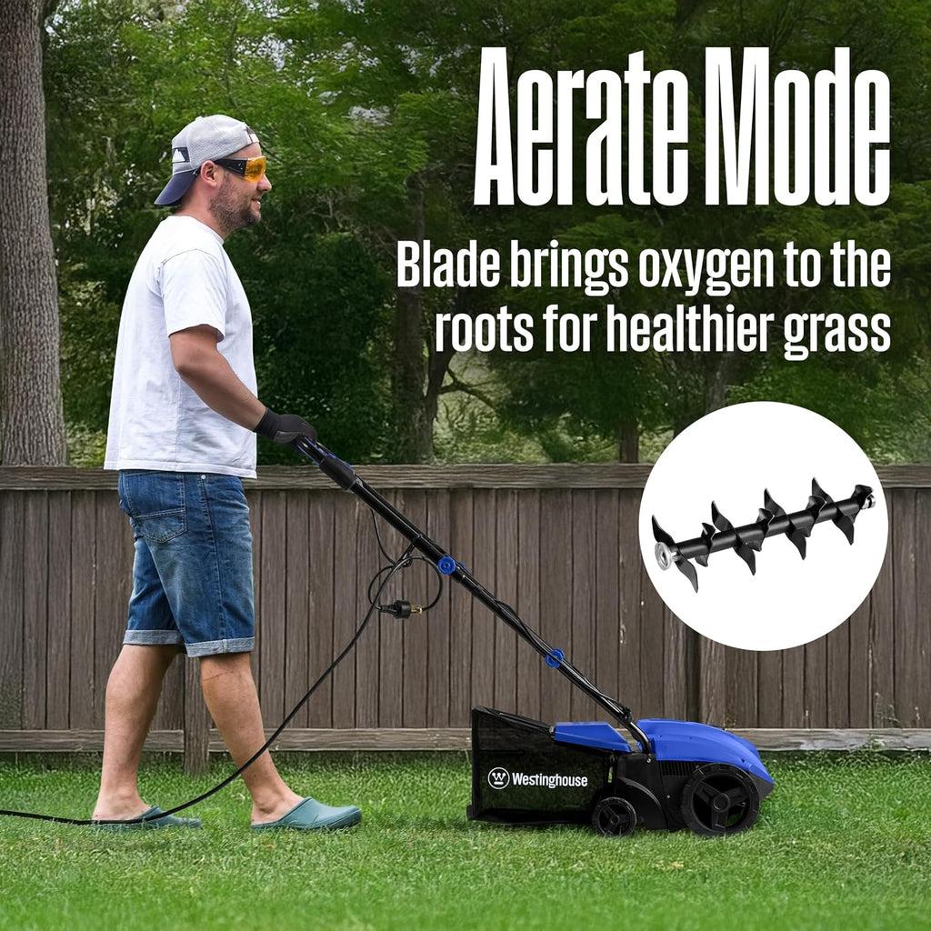 Westinghouse 13' 12-Amp 2-in-1 Electric Dethatcher and Scarifier with Collection Bag