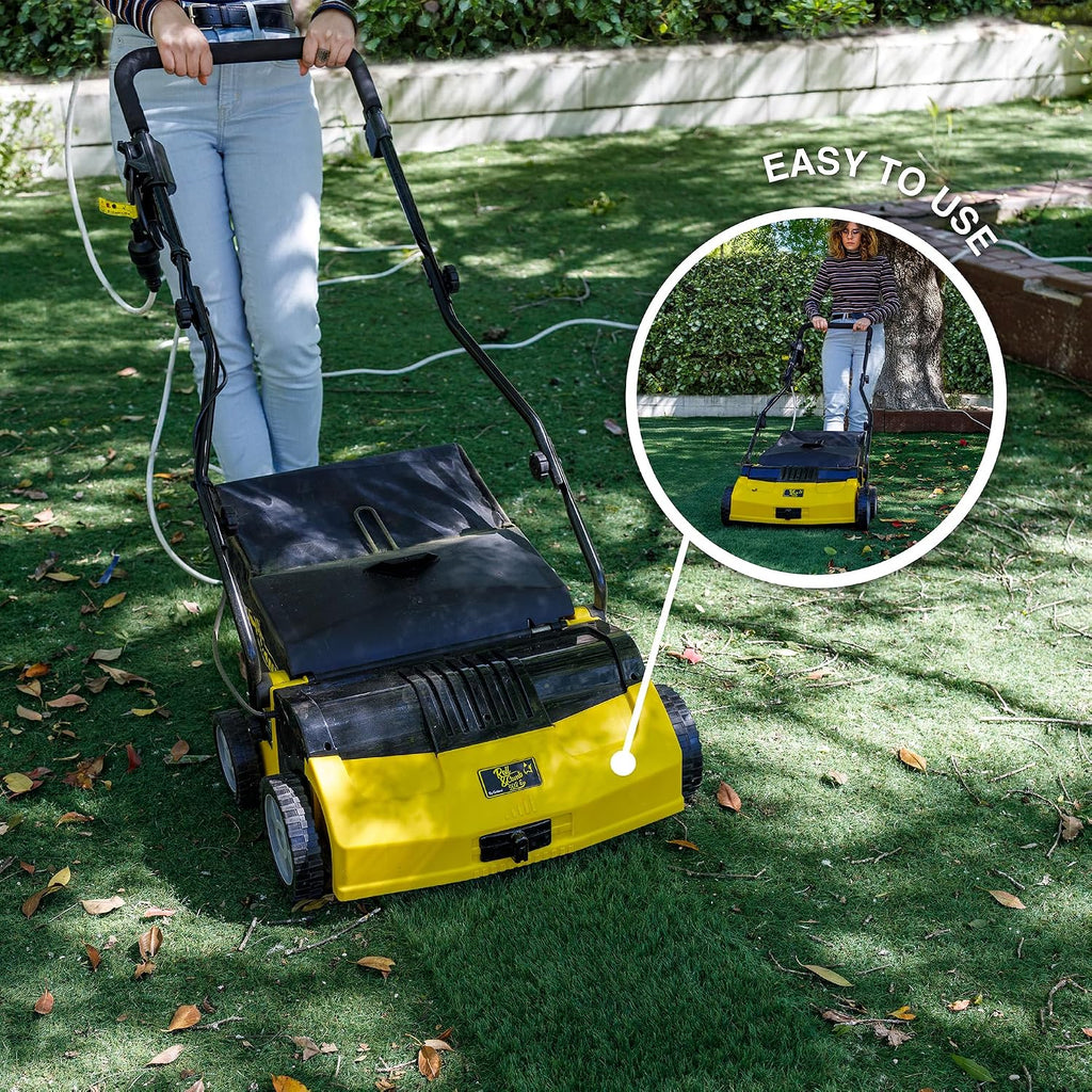 Artificial Turf Sweeper by Roll & Comb, Corded Electric Turf Comb for Synthetic Grass, 16' Working Width, 40L Leaf Collector, 1,600W Motor, Model 502e, 39.5lb