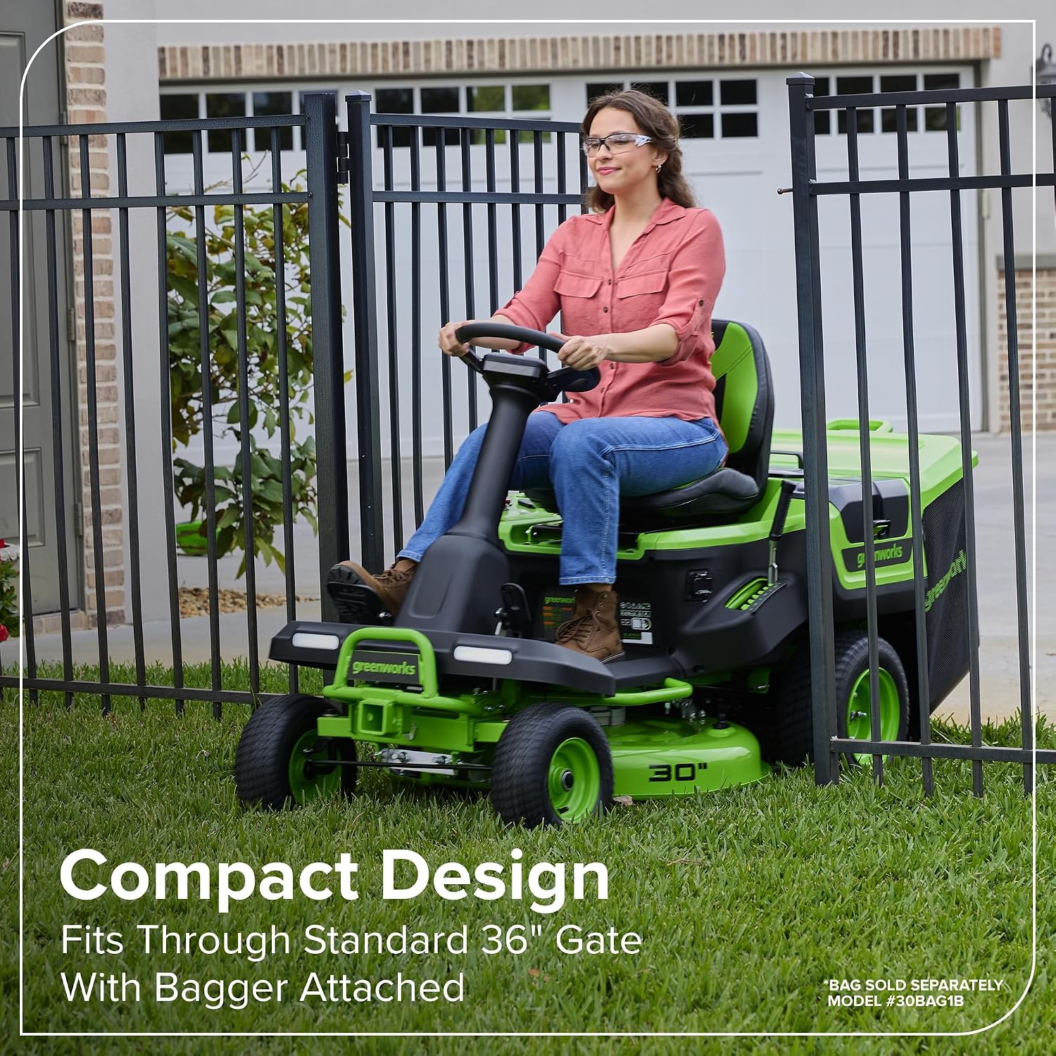 Greenworks 80V 30' Cordless Riding Lawn Tractor, (4) 6.0Ah Batteries and 600W Charger