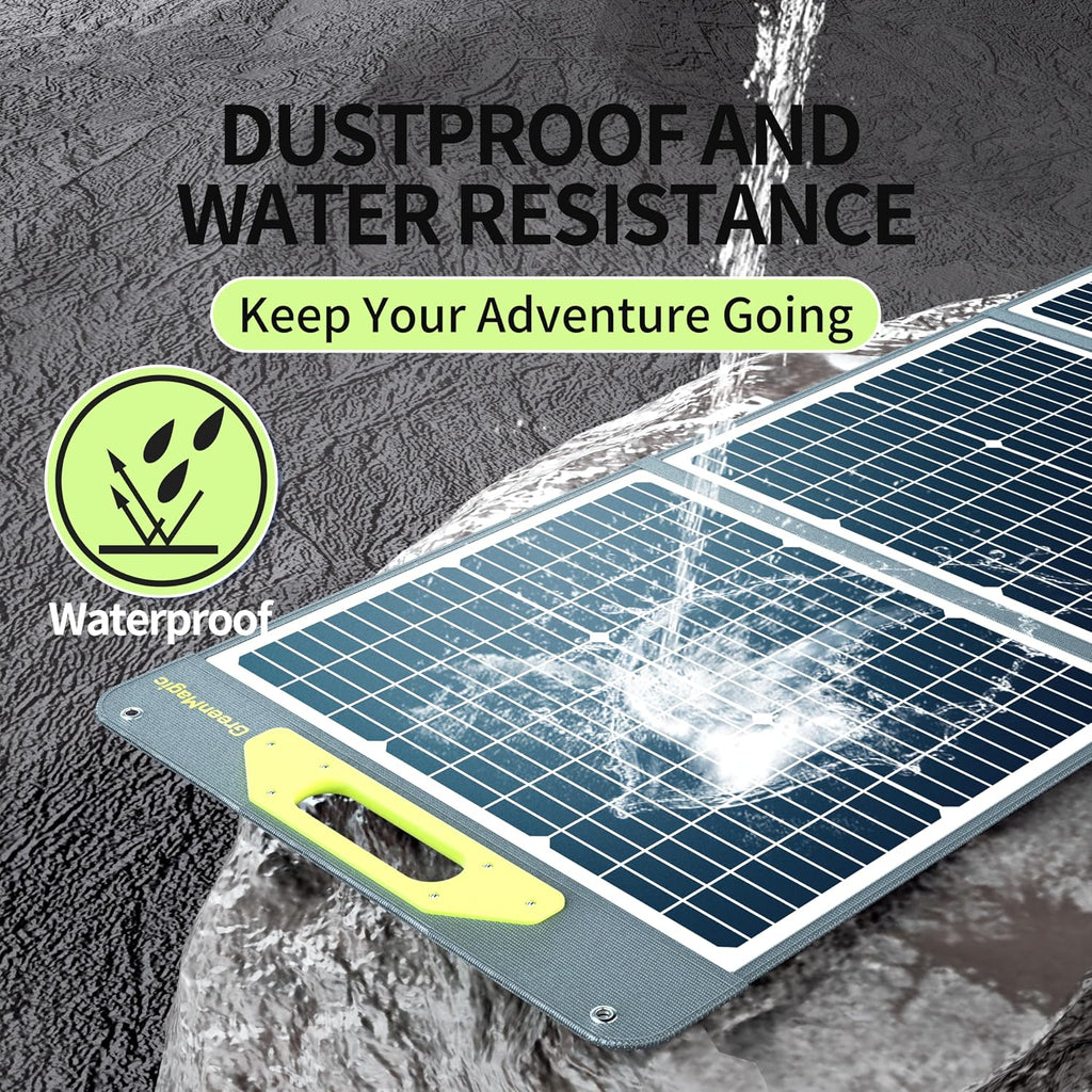 Greenmagic120W Portable Solar Panel 19V, 120W Foldable Solar Panels Kit with Adjustable Kickstands, Waterproof IP65 for Camping, Outdoor, Power Station,RVS