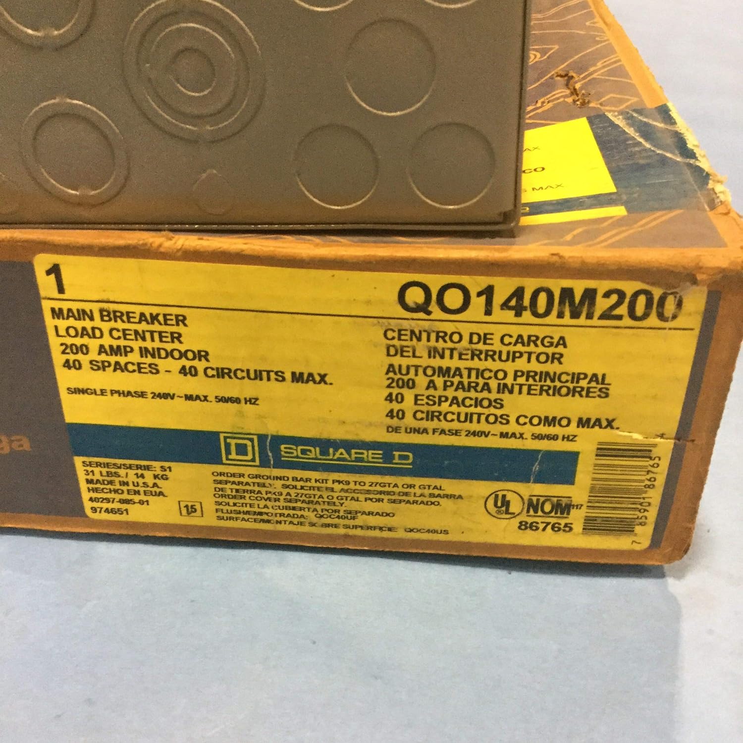 Square D QO140M200 Electrical Panel Load Center w/Generator Transfer Switch