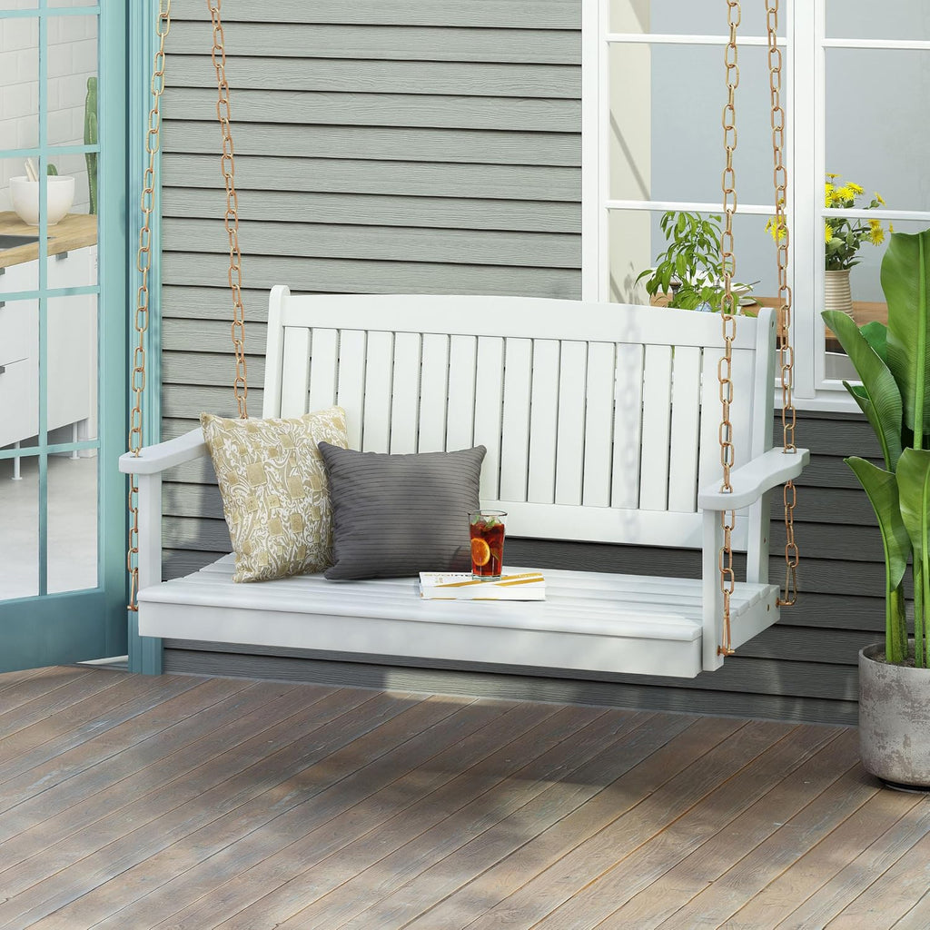 Villa Garden Hanging Solid Wood Leisure Rocking Chair Thickened with Galvanized Reinforcement Chain Suitable for Indoor and Outdoor Use