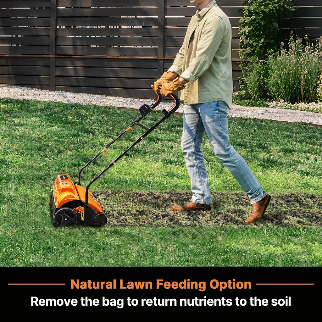 LawnMaster 48V MAX Brushless 16' 2-in-1 Cordless Dethatcher and Scarifier with Removable Thatch Collection Bag Quick-Fold – CLGVB4816