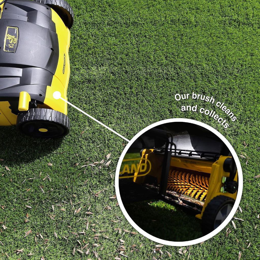 Artificial Turf Sweeper by Roll & Comb, Corded Electric Lawn Rake for Artificial Grass, Cool Gardening Gift, 25 Liter Leaf Collector, Model 302e, 19.8lb.