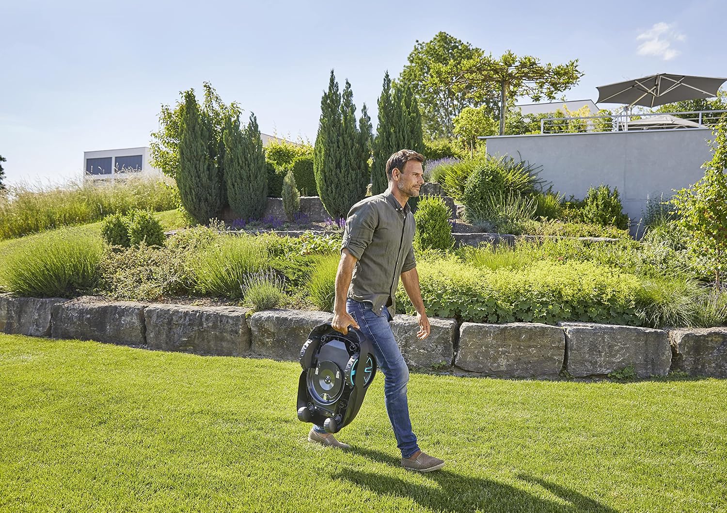 GARDENA 15101-41 SILENO Life - Automatic Robotic Lawn Mower, with Bluetooth app and Boundary Wire, one of The quietest in its Class, for lawns up to 8100 Sq Ft, Made in Europe, Grey
