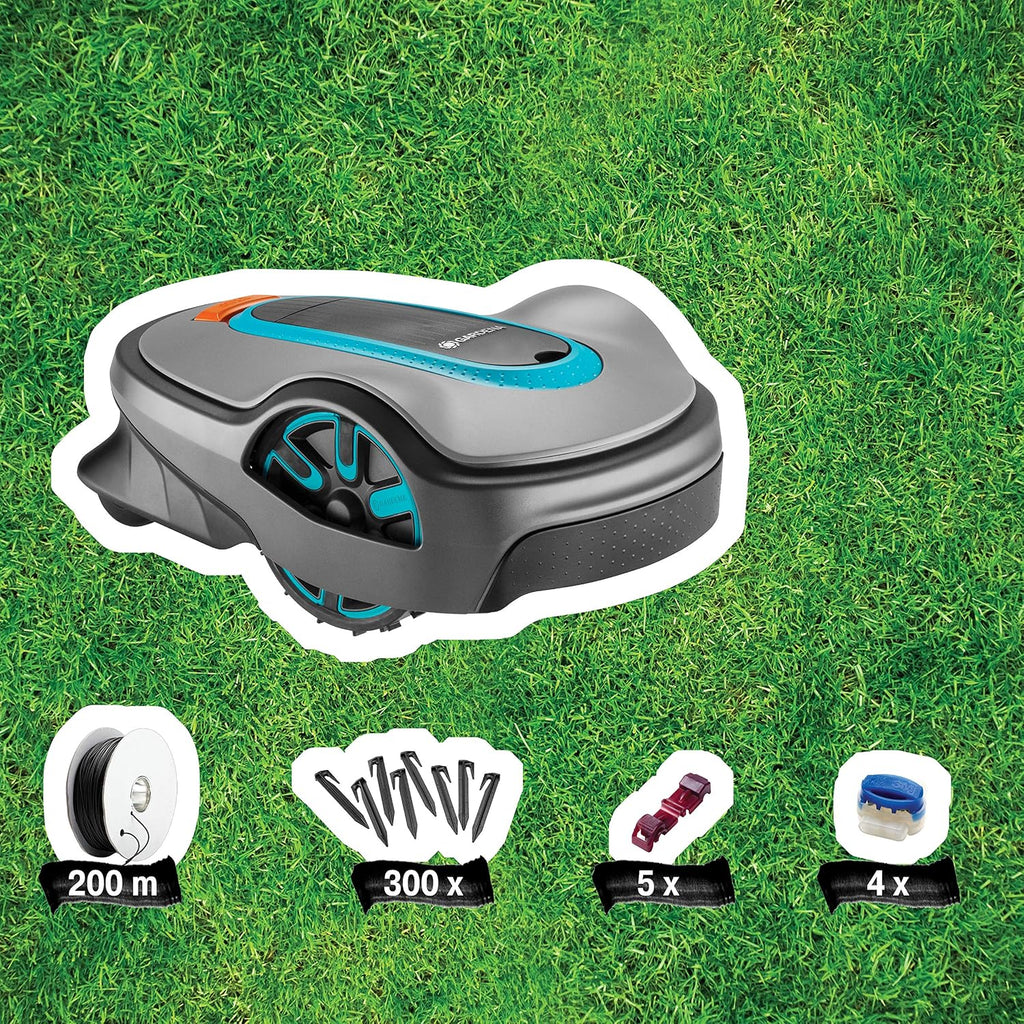 GARDENA 15101-41 SILENO Life - Automatic Robotic Lawn Mower, with Bluetooth app and Boundary Wire, one of The quietest in its Class, for lawns up to 8100 Sq Ft, Made in Europe, Grey