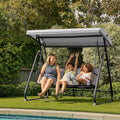 East Oak 3-Person Porch Swing with Adjustable Canopy, Outdoor Patio Swing Chair with Comfortable and Breathable Seats, Outdoor Swing Chairs for Balcony, Garden, Backyard, Black